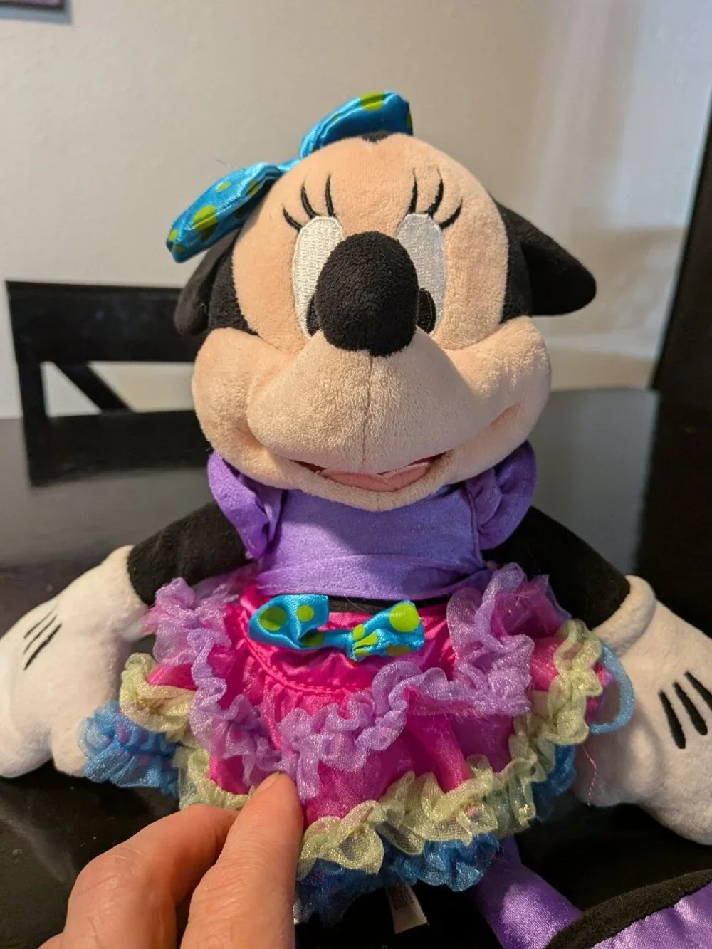 Disney Parks Minnie Mouse Plush Purple Dress Rainbow Tutu Polka Dot